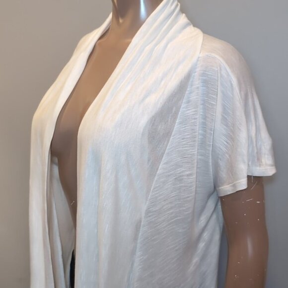 J MODE Draped Blouse Short Sleeve Crossover Semi Sheer Shawl Collar Plus Size - Picture 6 of 11